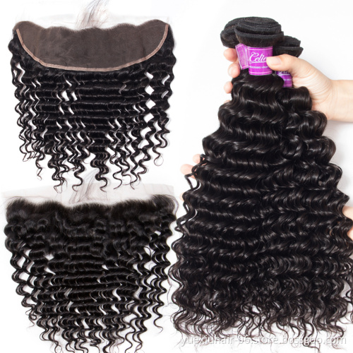 100% Virgin Human Hair Peruvian Hair,Human Hair Bundles Extension Bundles With Transparent Lace Frontal